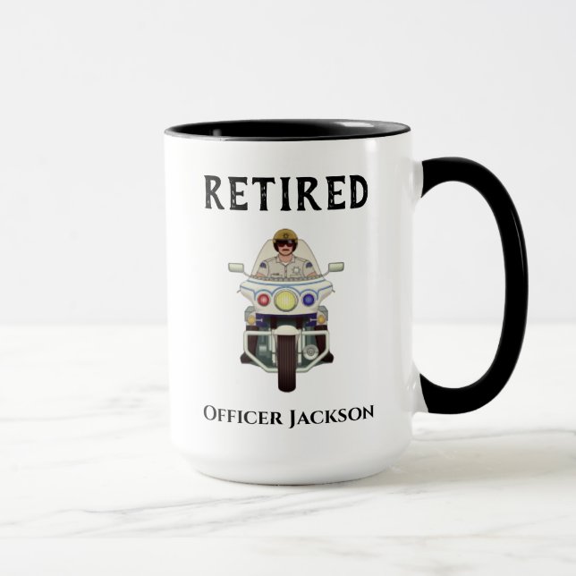 Personalised Retired Motorcycle Police Officer Mug (Right)