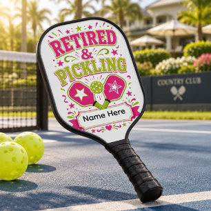 Personalised Retired & Pickling Funny Pickleball P Paddle