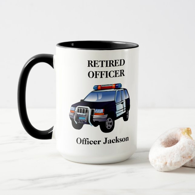 Personalised Retired Police Officer Coffee Mug (With Donut)