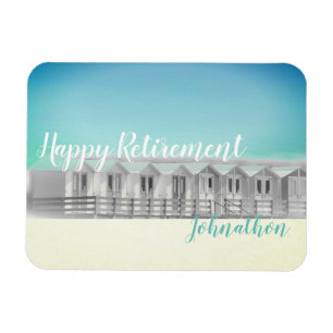 Personalised retirement beach hut magnet
