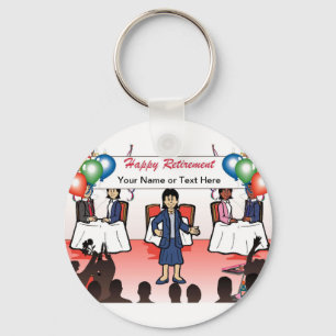 Personalised Retirement - Female Cartoon  Key Ring