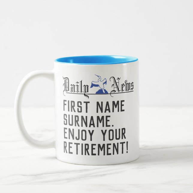 Personalised Retirement Gift Two-Tone Coffee Mug (Left)