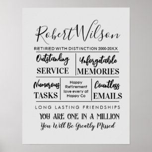 Personalised Retirement grey Poster Print