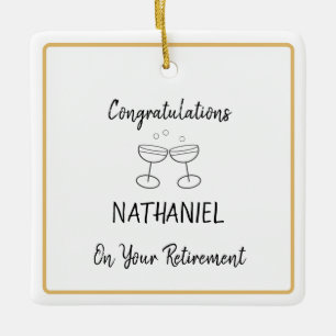 Personalised Retirement Keepsake Hanging Square Ceramic Ornament
