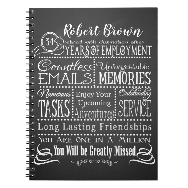 Personalised Retirement Notebook add name (Front)