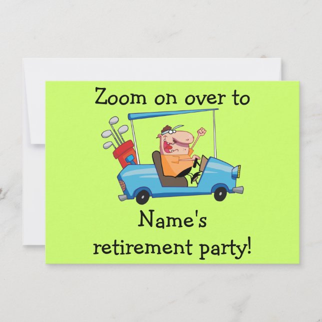Personalised Retirement Party Inviation, Golf Cart Invitation (Front)