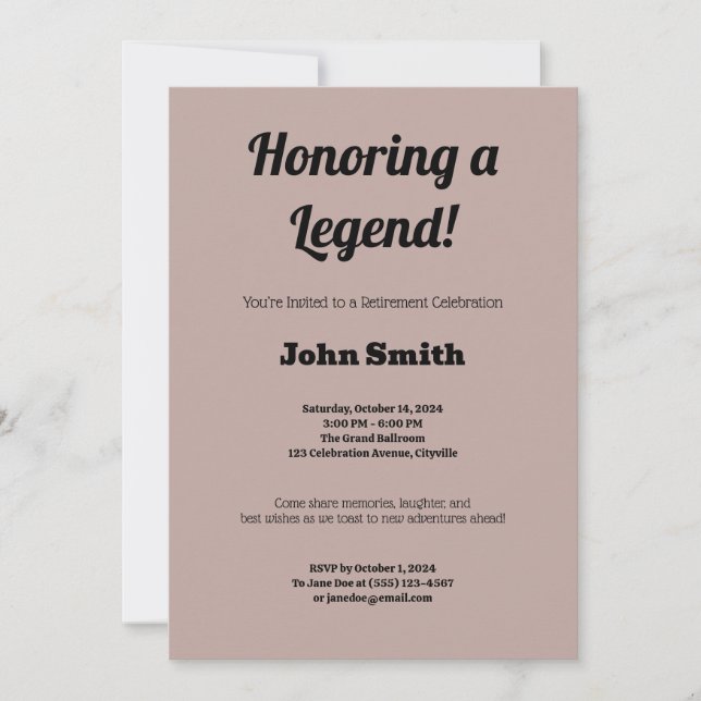 Personalised Retirement Party  Invitation (Front)