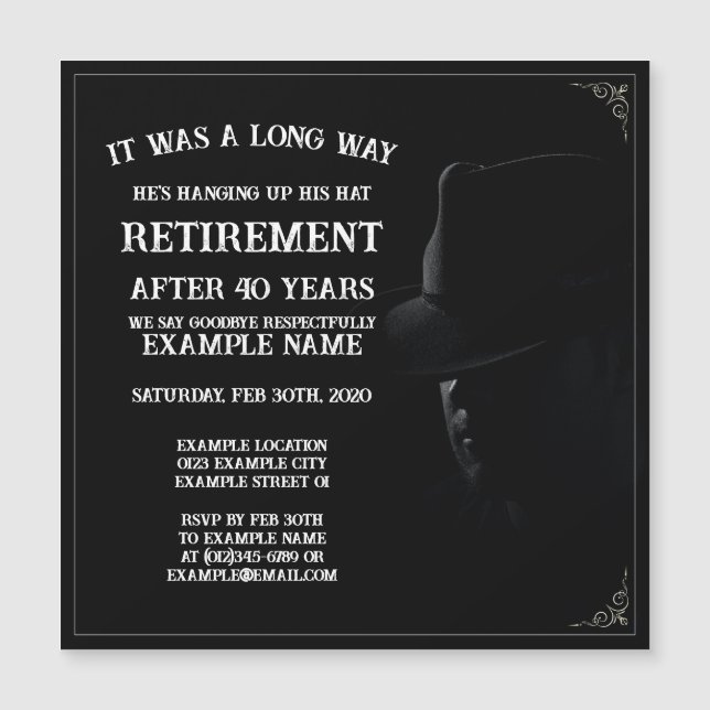 Personalised Retirement Party Invitation Dark Them (Front)