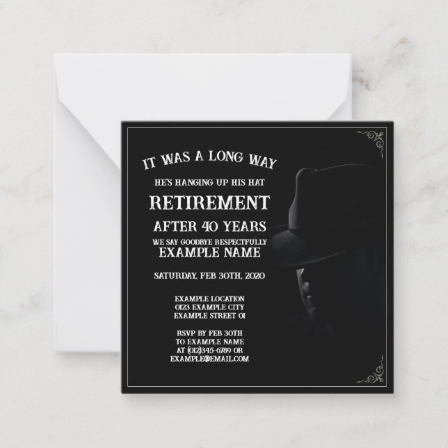 Personalised Retirement Party Invitation Dark Them (Front)