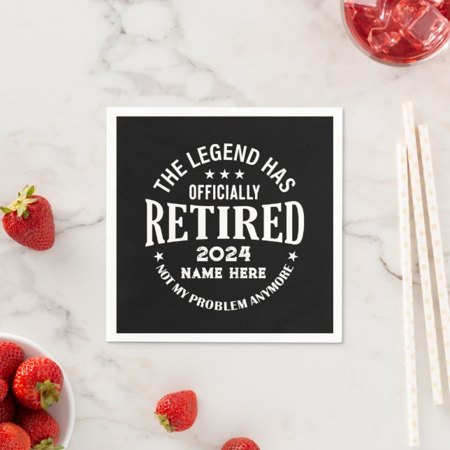 Personalised retirement The Legend has retired Napkin (Insitu)