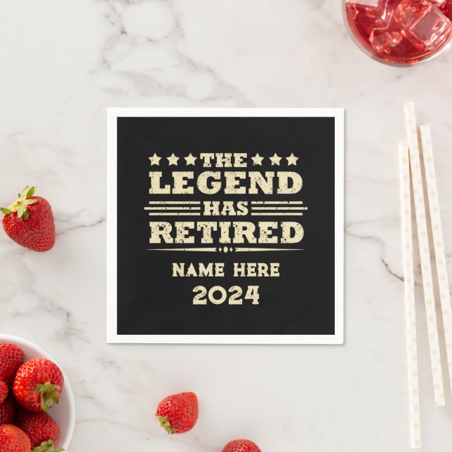 Personalised retirement The Legend has retired Napkin (Insitu)