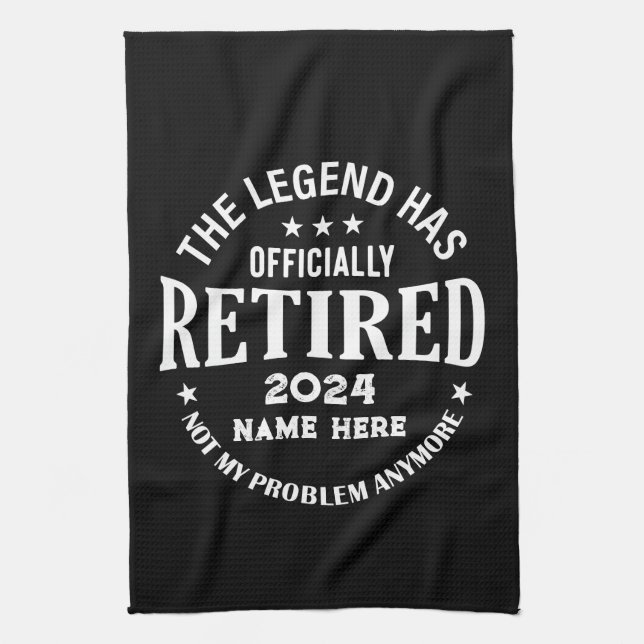 Personalised retirement The Legend has retired Tea Towel (Vertical)