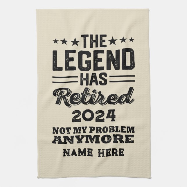 Personalised retirement The Legend has retired Tea Towel (Vertical)