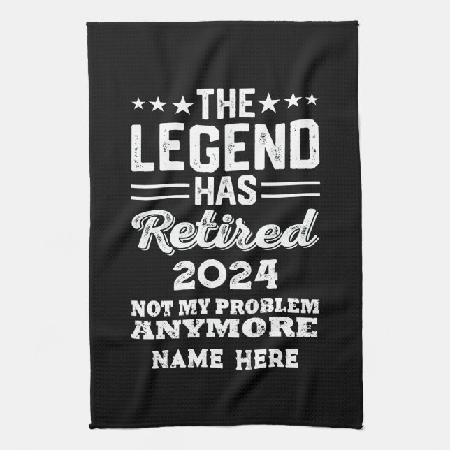 Personalised retirement The Legend has retired Tea Towel (Vertical)