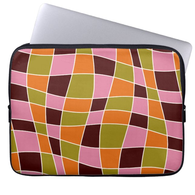 Personalised Retro 70's Abstract Wavy Lines Laptop Sleeve (Front)