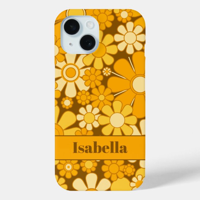Personalised Retro 70s Floral Pattern Case-Mate iPhone Case (Back)