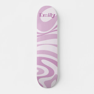 Personalised Retro Abstract Swirl Pattern Lilac  Skateboard