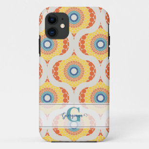 Personalised Retro Aegean Summer Radiant Mandala iPhone 11 Case