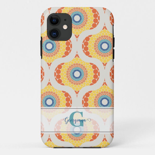 Personalised Retro Aegean Summer Radiant Mandala Case-Mate iPhone Case (Back)