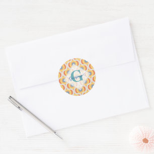 Personalised Retro Aegean Summer Radiant Mandala Classic Round Sticker