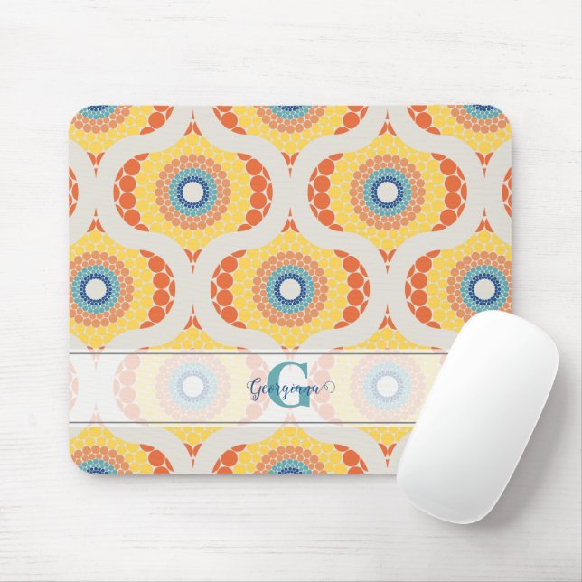 Personalised Retro Aegean Summer Radiant Mandala Mouse Pad (With Mouse)
