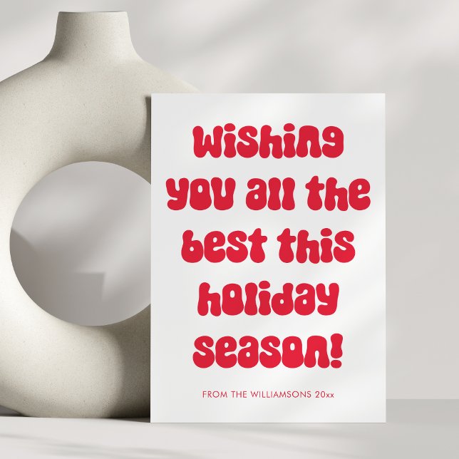 Personalised Retro Aesthetic Festive Red Christmas Holiday Card (Creator Uploaded)