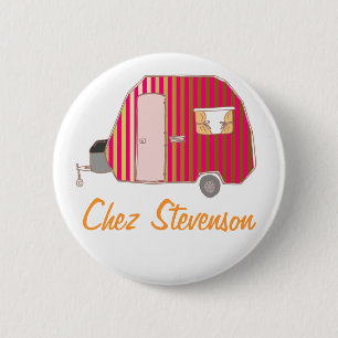 Personalised Retro Art Caravan Owner's Buttons