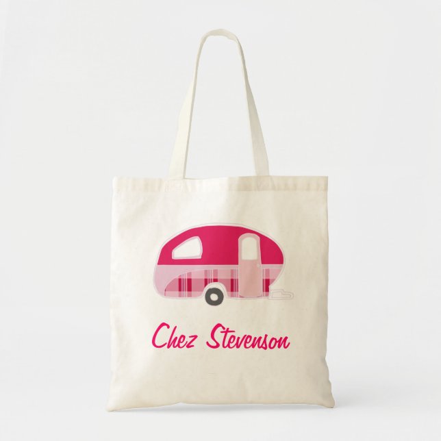 Personalised Retro Art Caravan Owners Canvas Bags (Front)