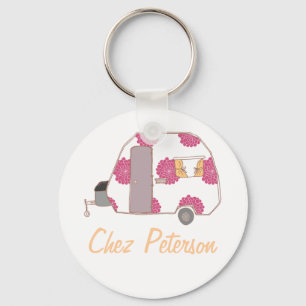 Personalised Retro Art Caravan Owner's Keychains