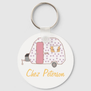Personalised Retro Art Caravan Owner's Keychains
