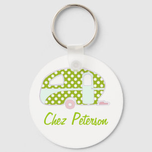 Personalised Retro Art Caravan Owner's Keychains