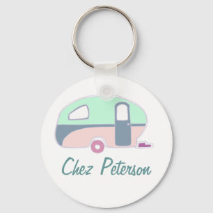 Personalised Retro Art Caravan Owner's Keychains