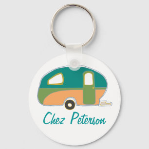 Personalised Retro Art Caravan Owner's Keychains