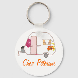 Personalised Retro Art Caravan Owner's Keychains