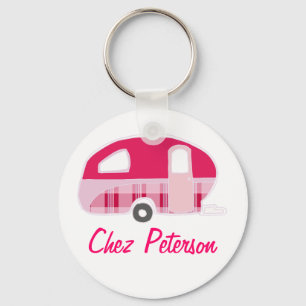 Personalised Retro Art Caravan Owner's Keychains