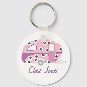 Personalised Retro Art Caravan Owner's Keychains