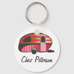 Personalised Retro Art Caravan Owner's Keychains