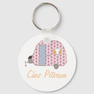 Personalised Retro Art Caravan Owner's Keychains