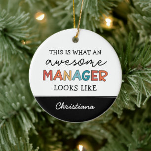Personalised Retro Awesome Manager Funny Ceramic Ornament