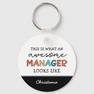 Personalised Retro Awesome Manager Funny Key Ring