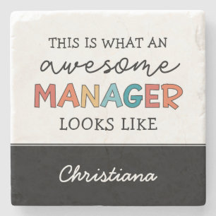 Personalised Retro Awesome Manager Funny Stone Coaster