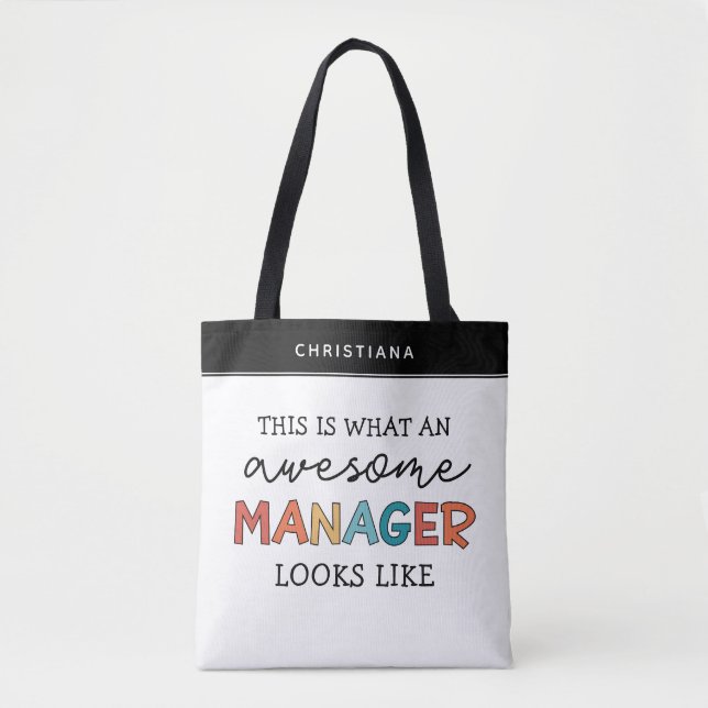 Personalised Retro Awesome Manager Funny Tote Bag (Front)