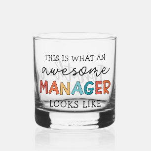 Personalised Retro Awesome Manager Funny Whiskey Glass
