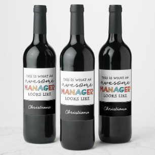 Personalised Retro Awesome Manager Funny Wine Label