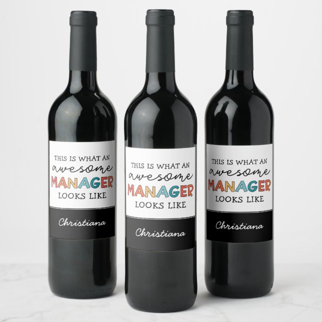 Personalised Retro Awesome Manager Funny Wine Label (Bottles)