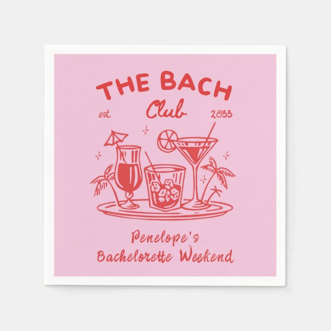 Personalised Retro Bachelorette Party Invite Napkin (Front)