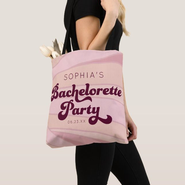 Personalised Retro Bachelorette Party Tote Bag (Close Up)