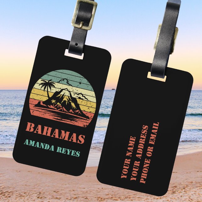 Personalised Retro Bahamas Luggage Tag (Creator Uploaded)