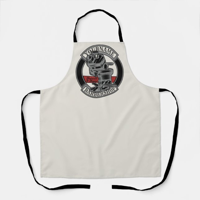 Personalised Retro BarberShop Barber Chair Salon  Apron (Front)