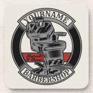 Personalised Retro BarberShop Barber Chair Salon Coaster